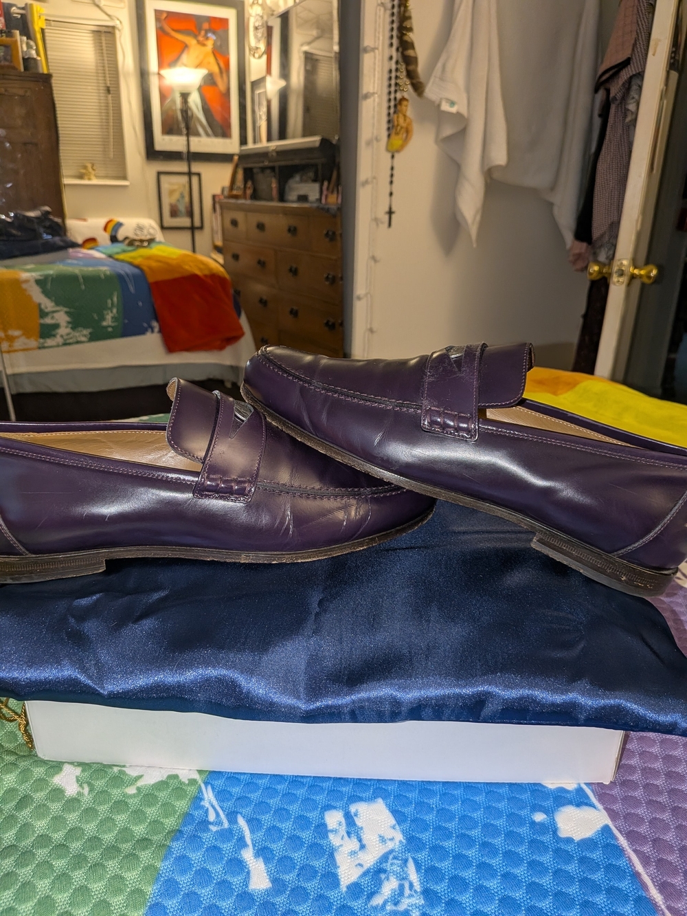 Jimmy Choo men's Purple Leather Penny Loafers EU SIZE 43 - Picture 5 of 10